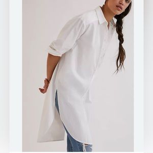 NYDJ Long Line White Blouse